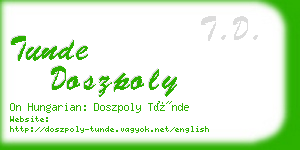 tunde doszpoly business card